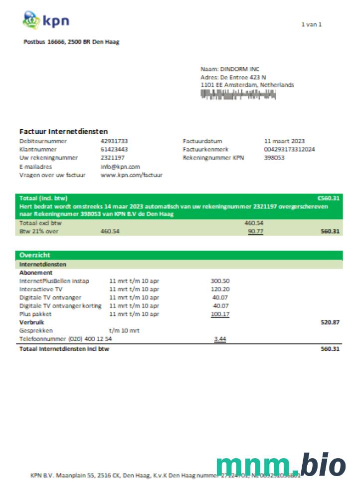 KPN rachunek za usługi komunalne
